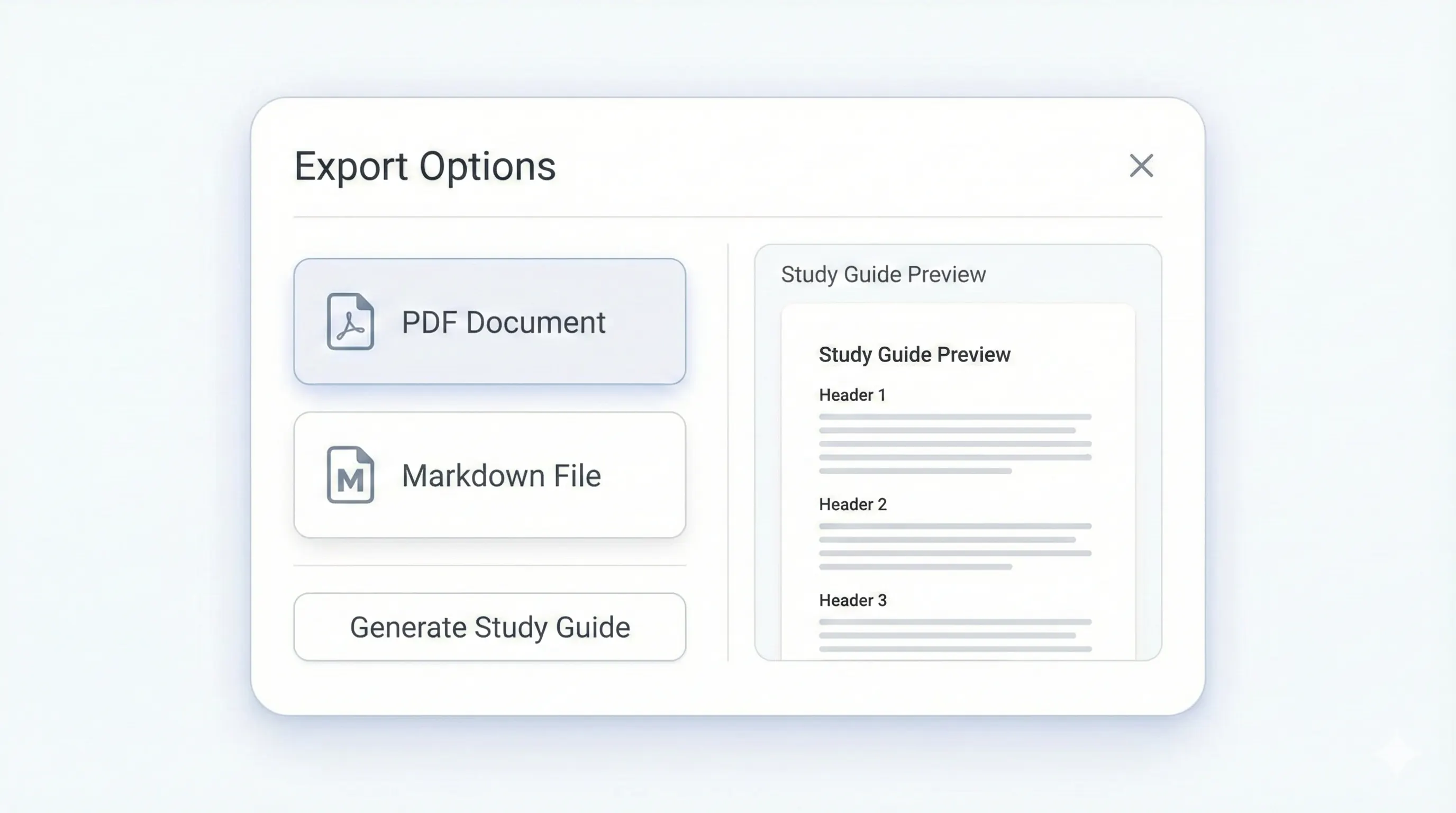 Export options preview